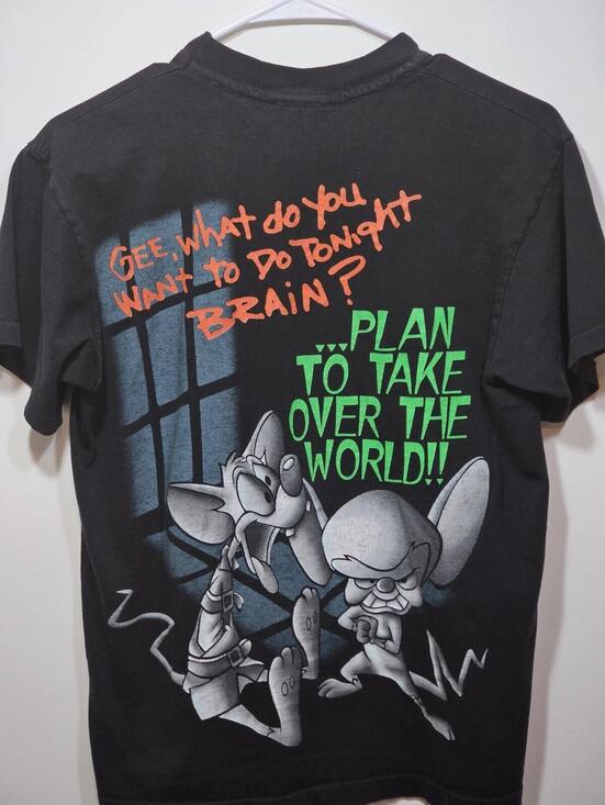 Anvil Other - Vintage 1995 Pinky and the Brain Animaniacs T-Shirt Warner Bros Anvil Tag Medium